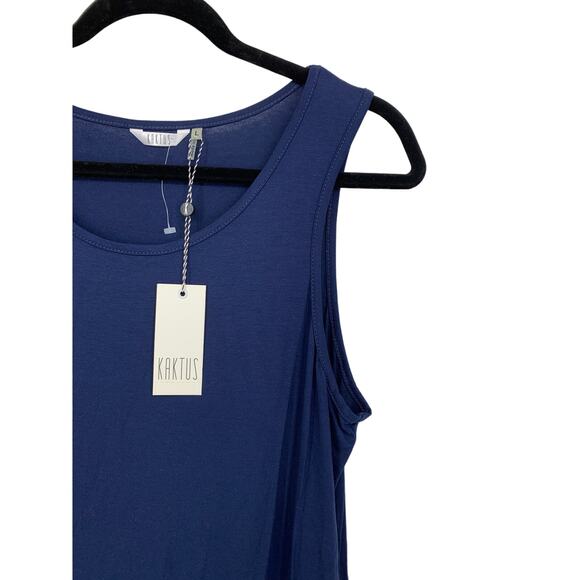 Kaktus Tank Top Womens Sz Large Navy Blue Lace Hem Scoop Neck NEW - Picture 2 of 6